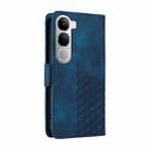 For vivo V40 Lite 4G / 5G IDN Embossed Rhombus Starry Leather Phone Case(Blue) - 3