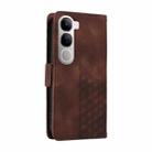 For vivo V40 Lite 4G / 5G IDN Embossed Rhombus Starry Leather Phone Case(Brown) - 3