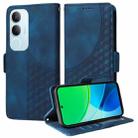 For vivo Y19s Embossed Rhombus Starry Leather Phone Case(Blue) - 1