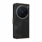 For vivo X200 Pro Embossed Rhombus Starry Leather Phone Case(Black) - 3