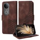 For vivo S20 Embossed Rhombus Starry Leather Phone Case(Brown) - 1