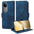 For vivo V50 Embossed Rhombus Starry Leather Phone Case(Blue) - 1