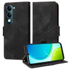 For vivo Y29s 5G / Y04 4G Embossed Rhombus Starry Leather Phone Case(Black) - 1