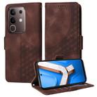 For vivo Y29 4G Embossed Rhombus Starry Leather Phone Case(Brown) - 1