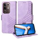 For vivo Y29 4G Embossed Rhombus Starry Leather Phone Case(Purple) - 1