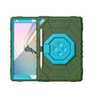 For iPad 10.2 2021 / 2020 / 2019 Spider Turntable Handle Stress Relief Tablet Case(Army Green Blue) - 1