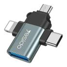 Yesido GS15 3 in 1 USB to USB-C / Type C + Micro USB + 8 Pin OTG Adapter(Black) - 1
