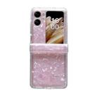 For OPPO Find N2 Flip Three-piece Set Pearlescent Shell Texture Phone Case(Pink) - 1