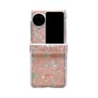 For OPPO Find N3 Flip Three-piece Set Pearlescent Shell Texture Phone Case(Pink Green) - 1