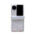 For OPPO Find N3 Flip Three-piece Set Pearlescent Shell Texture Phone Case(Beige) - 1