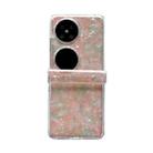 For Huawei P50 Pocket Three-piece Set Pearlescent Shell Texture Phone Case(Pink Green) - 1