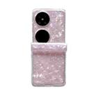 For Huawei Pocket 2 Three-piece Set Pearlescent Shell Texture Phone Case(Pink) - 1