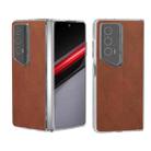 For Honor Magic V2 RSR Porsche Design ABEEL Transparent Frame Two-color Calf Texture PU Phone Case(Brown) - 1