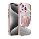 For iPhone 15 Pro 360 Holder Magsafe Acrylic Hybrid TPU Phone Case(Pink) - 1