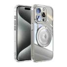 For iPhone 15 Pro 360 Holder Magsafe Acrylic Hybrid TPU Phone Case(Frosted White) - 1