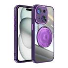 For iPhone 15 360 Holder Magsafe Acrylic Hybrid TPU Phone Case(Purple) - 1