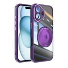 For iPhone 16 Plus 360 Holder Magsafe Acrylic Hybrid TPU Phone Case(Purple) - 1