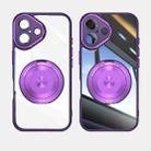 For iPhone 16 Plus 360 Holder Magsafe Acrylic Hybrid TPU Phone Case(Purple) - 2