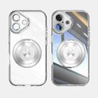 For iPhone 16 360 Holder Magsafe Acrylic Hybrid TPU Phone Case(Frosted White) - 2