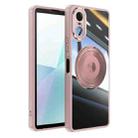 For Sony Xperia 10 VI 360 Holder Magsafe Acrylic Hybrid TPU Phone Case(Pink) - 1