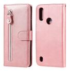 For Motorola Moto E6s (2020) Fashion Calf Texture Zipper Horizontal Flip Leather Case with Holder & Card Slots & Wallet Function(Rose Gold) - 1