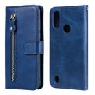 For Motorola Moto E6s (2020) Fashion Calf Texture Zipper Horizontal Flip Leather Case with Holder & Card Slots & Wallet Function(Blue) - 1