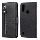 For Motorola Moto E6s (2020) Fashion Calf Texture Zipper Horizontal Flip Leather Case with Holder & Card Slots & Wallet Function(Black) - 1