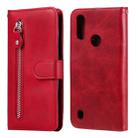 For Motorola Moto E6s (2020) Fashion Calf Texture Zipper Horizontal Flip Leather Case with Holder & Card Slots & Wallet Function(Red) - 1