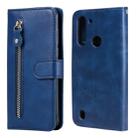 For Motorola Moto G8 Power Lite Fashion Calf Texture Zipper Horizontal Flip Leather Case with Holder & Card Slots & Wallet Function(Blue) - 1