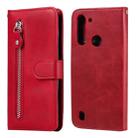 For Motorola Moto G8 Power Lite Fashion Calf Texture Zipper Horizontal Flip Leather Case with Holder & Card Slots & Wallet Function(Red) - 1