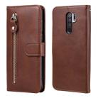 For Xiaomi Redmi 9 Fashion Calf Texture Zipper Horizontal Flip Leather Case with Holder & Card Slots & Wallet Function(Brown) - 1