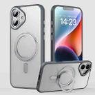 For iPhone 16 Plus 360 Rotating MagSafe Magnetic Frosted Phone Case(Grey) - 1