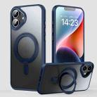 For iPhone 16 Plus 360 Rotating MagSafe Magnetic Frosted Phone Case(Dark Blue) - 1