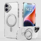 For iPhone 16 Plus 360 Rotating MagSafe Magnetic Frosted Phone Case(Transparent) - 1