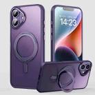 For iPhone 16 Plus 360 Rotating MagSafe Magnetic Frosted Phone Case(Purple) - 1