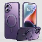 For iPhone 16 360 Rotating MagSafe Magnetic Frosted Phone Case(Purple) - 1