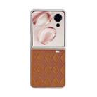 For Honor Magic V Flip Pearlescent Paint Diamond Shaped Checkered Leather Phone Case(Brown) - 1