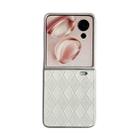 For Honor Magic V Flip Pearlescent Paint Diamond Shaped Checkered Leather Phone Case(Silver) - 1