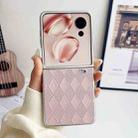 For Honor Magic V Flip Pearlescent Paint Diamond Shaped Checkered Leather Phone Case(Pink) - 2