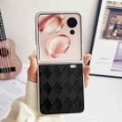 For Honor Magic V Flip Pearlescent Paint Diamond Shaped Checkered Leather Phone Case(Black) - 2