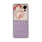 For Honor Magic V Flip Pearlescent Paint Diamond Shaped Checkered Leather Phone Case(Purple) - 1