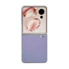 For Honor Magic V Flip Pearlescent Paint Morandi Solid Color Leather Texture Phone Case(Purple) - 1