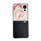 For Honor Magic V Flip Pearlescent Paint Morandi Solid Color Leather Texture Phone Case(Black) - 1