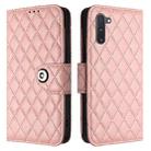 For Samsung Galaxy Note10 Rhombic Texture Flip Leather Phone Case with Lanyard(Coral Pink) - 2