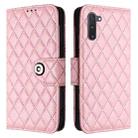 For Samsung Galaxy Note10 Rhombic Texture Flip Leather Phone Case with Lanyard(Pink) - 2