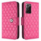 For Samsung Galaxy Note20 Rhombic Texture Flip Leather Phone Case with Lanyard(Rose Red) - 2