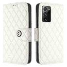 For Samsung Galaxy Note20 Rhombic Texture Flip Leather Phone Case with Lanyard(White) - 2
