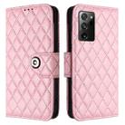 For Samsung Galaxy Note20 Rhombic Texture Flip Leather Phone Case with Lanyard(Pink) - 2