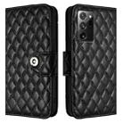 For Samsung Galaxy Note20 Ultra Rhombic Texture Flip Leather Phone Case with Lanyard(Black) - 2