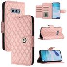 For Samsung Galaxy S10e Rhombic Texture Flip Leather Phone Case with Lanyard(Coral Pink) - 1